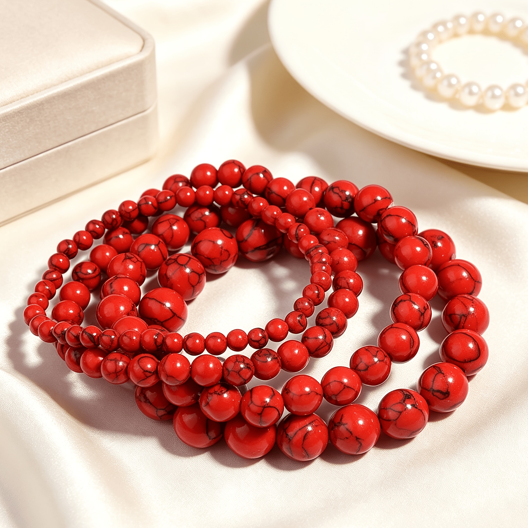 TEMU Cross-border Hot Selling 4pcs Set Of Bead Bracelets Unisex Hand Play Bracelets