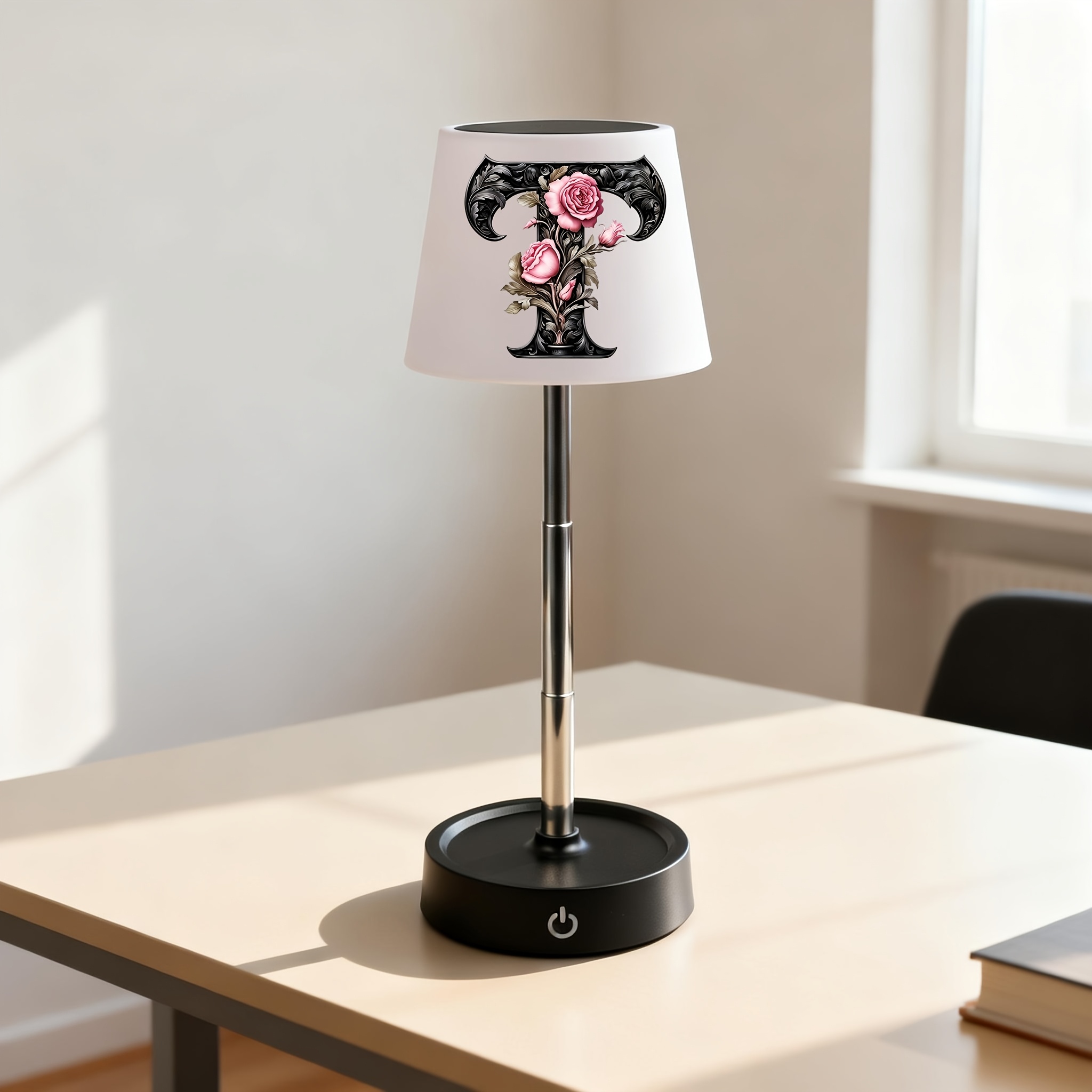 Adjustable Height Floral Monogram Desk Lamp
