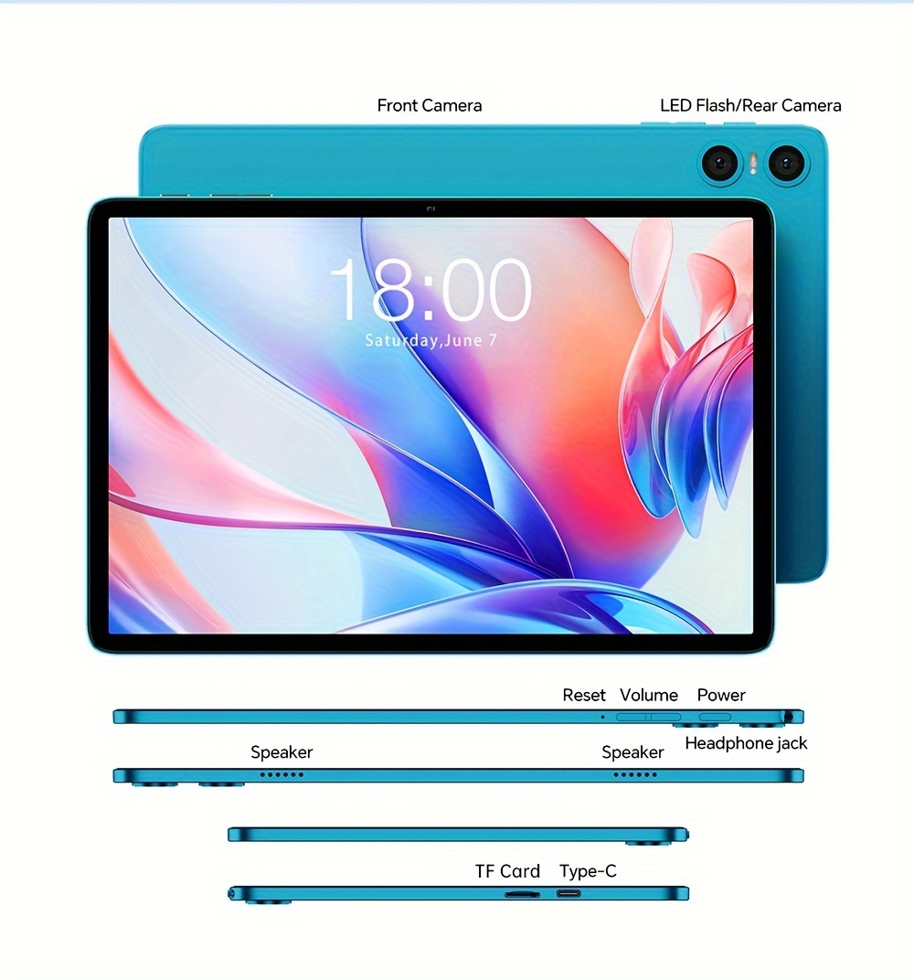 Teclast P30 Tablet 10.1-inch IPS Display, Unisoc T606 Octa-core CPU Mali-G57 GPU, 4GB+8GB RAM 128GB ROM with 1TB TF Card Extension, Android 15 WiFi Tablet 6000mAh Type-C Charging, AC Dual-band 2MP+5MP Cameras, Tablet, Pad, Tablet, Pad