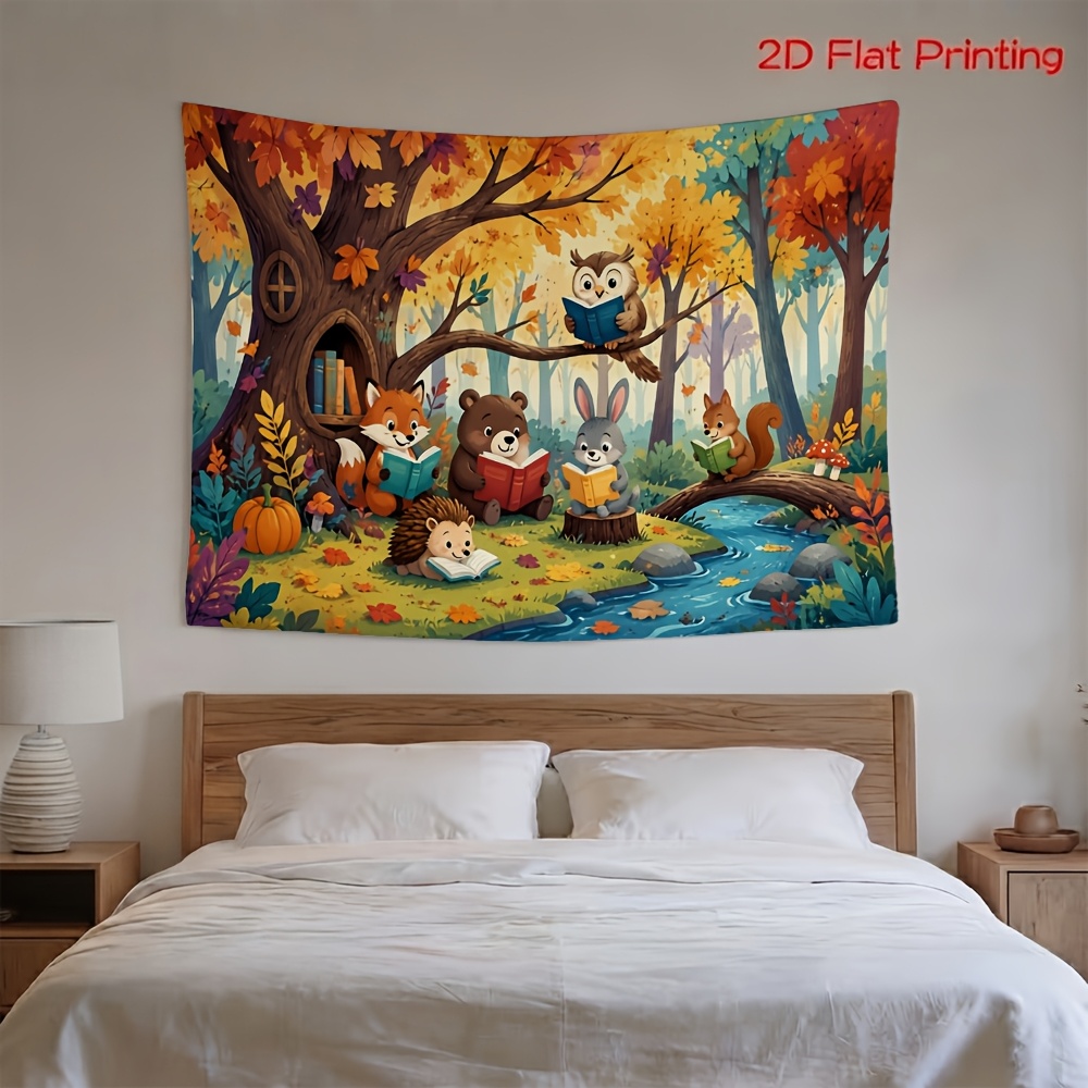 Photography Backdrop Tapestry with Autumn Forest Design