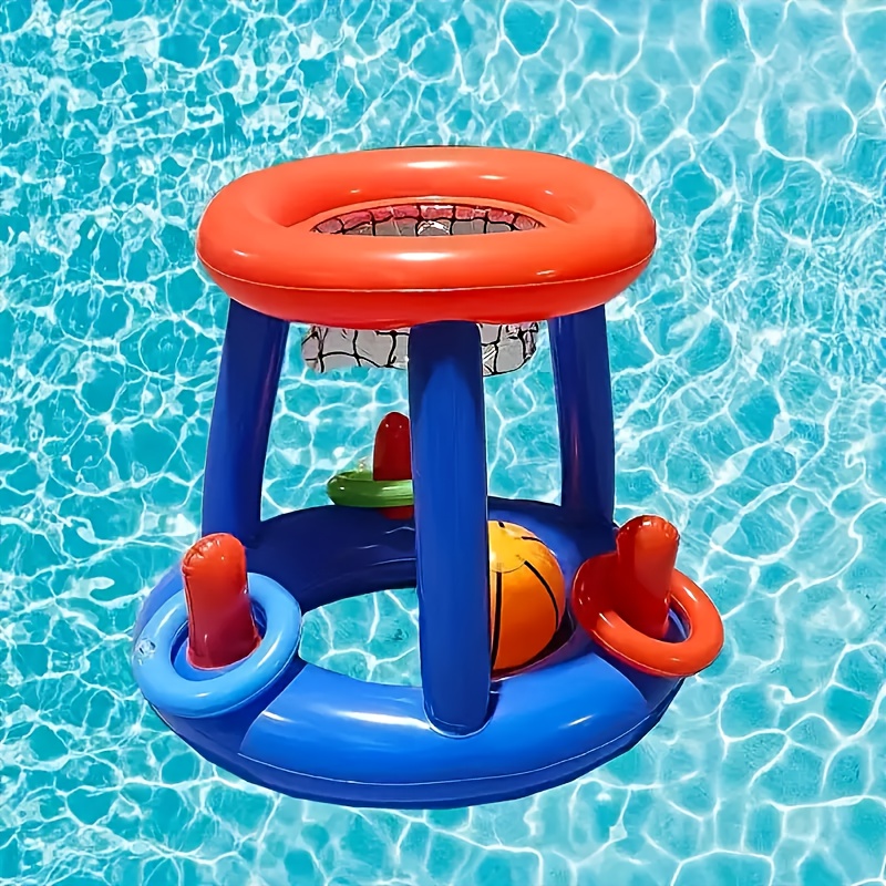 1pc swimming pool floating toy game set floating pool basketball hoop and pool ring throwing game fun   game swimming pool toys