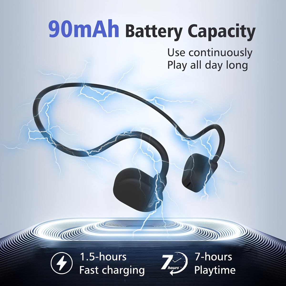 Rayswitch Open Ear True Wireless Sports Earphones, Air Conduct Wireless Headphones With Built-in Mic, Type-C Charging, Hi-Fi Stereo Sound, For Cycling & Exercise, Compatible With Cellphones, Wireless Earbuds