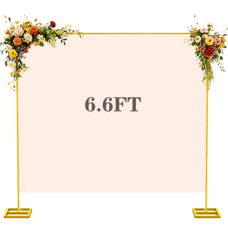 TEMU 6.6ft Sturdy Iron Arch Stand With Adjustable Pipe Height - Elegant Arched Frame Suitable For Wedding, Birthday Party, Christmas, Halloween