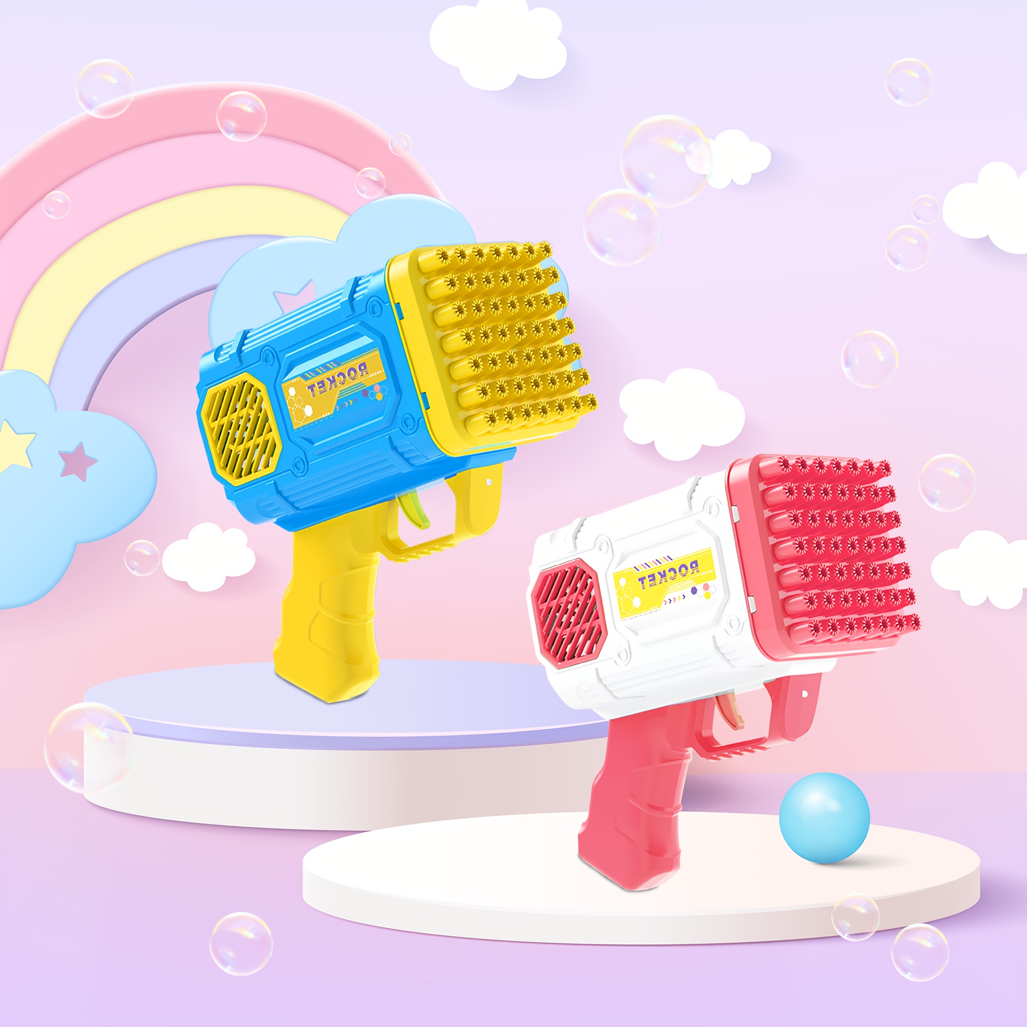 42 Holes Bubble Machine, Colorful Lights bubble gun for Kids(No Bubble Liquid Included), Automatic Bubble Blower Suitable for Parties And Outdoor And Other Multi-Scene Use