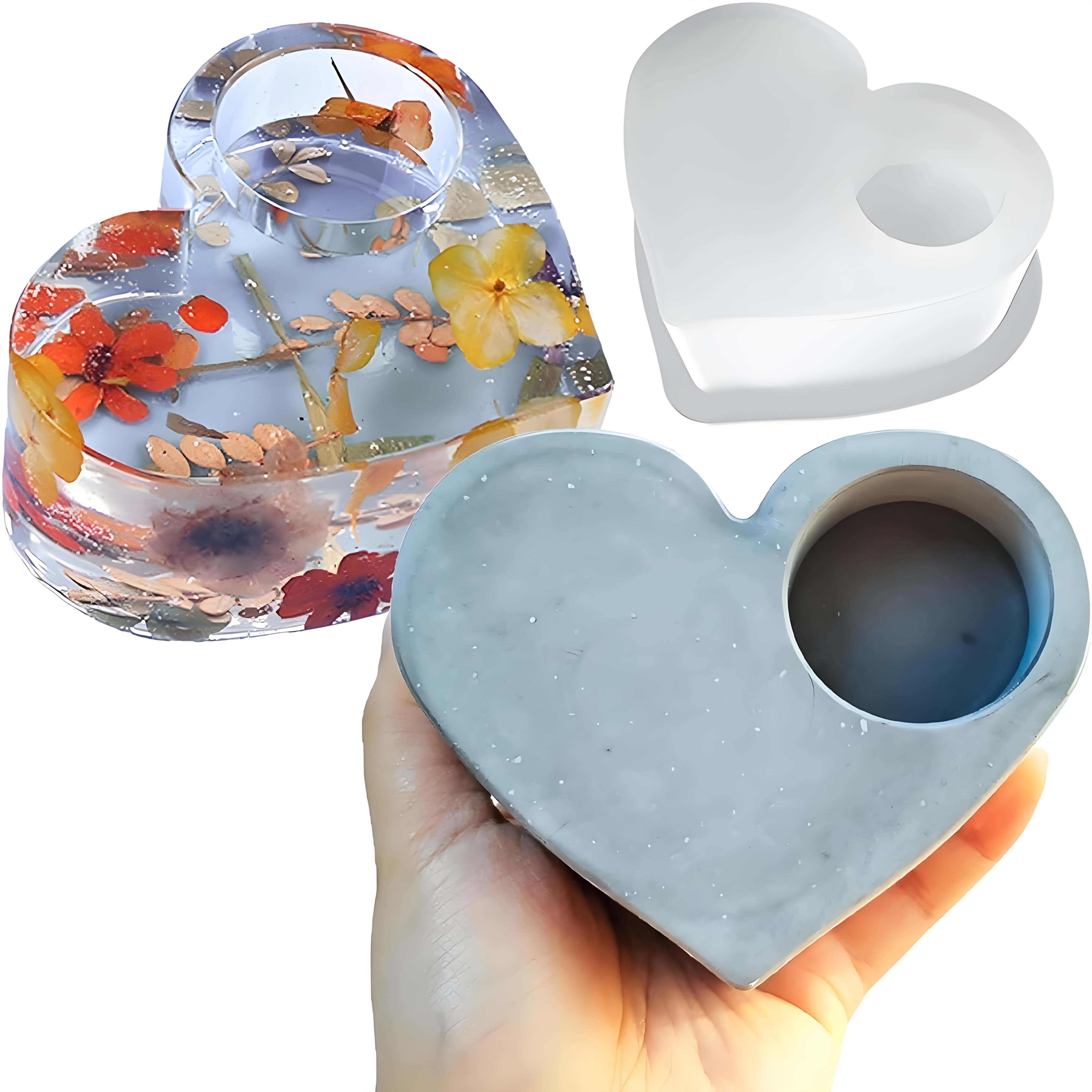TEMU 1pc Silicone Heart Mold For Candle Making - Diy Tealight Holder, Reusable & Flexible Craft Mold
