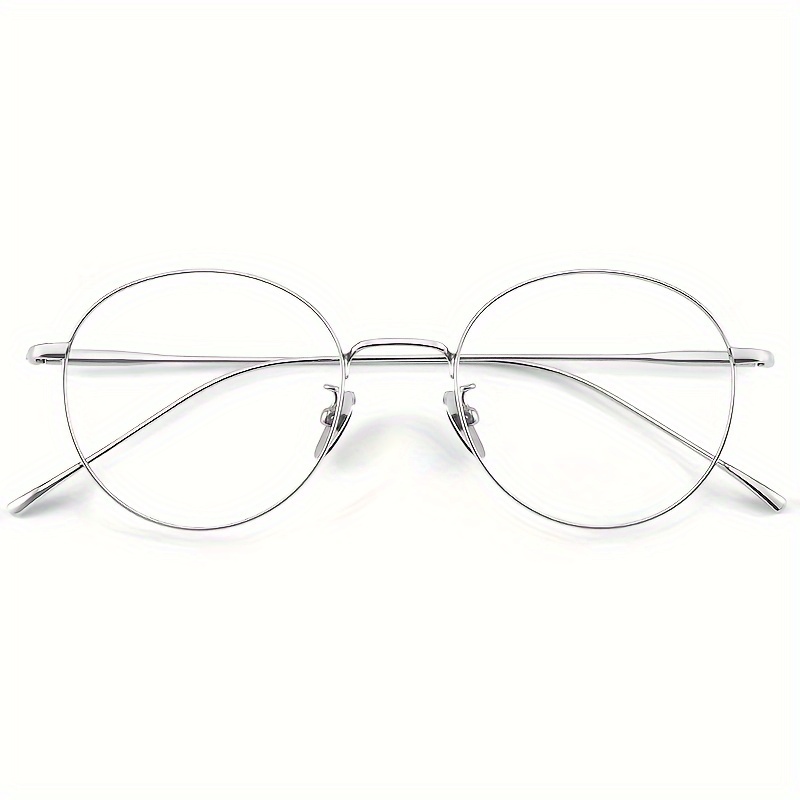 vintage round frame eyeglasses for men and women ultra light pure titanium precious metal plated non prescription lens compatible classic retro design comes with case