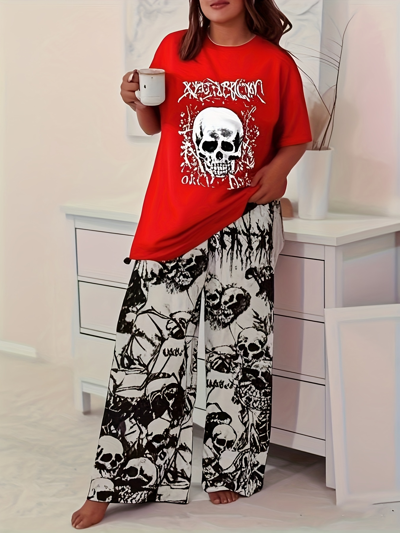 ensemble pyjama confortable taille imprimé tête Temu Morocco