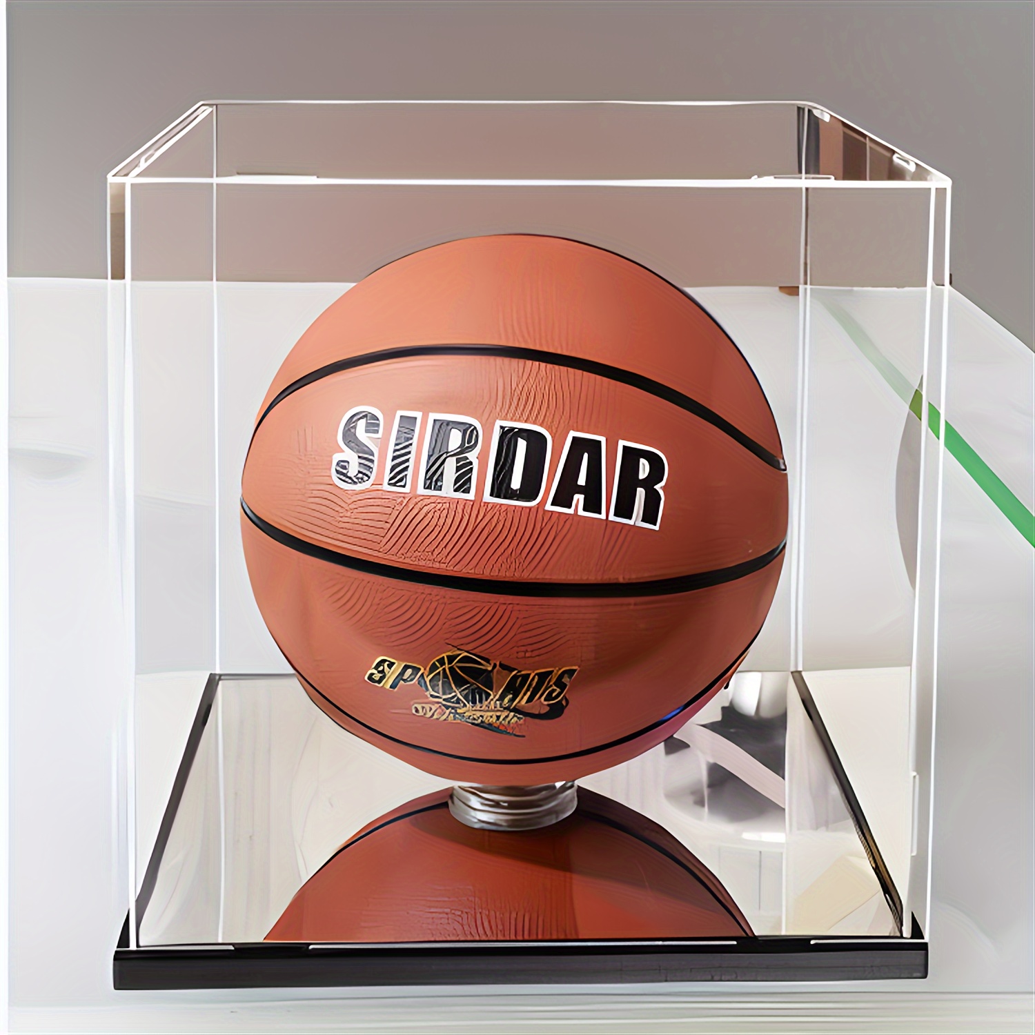 

Acrylic Sports Ball Display Case - Transparent Storage Box For Basketball, Football, Rugby & Golf With Round Base