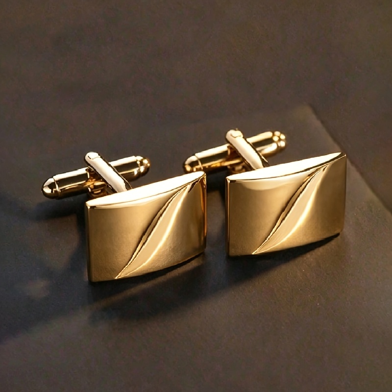 TEMU 2pcs Easy Geometric Glossy Cufflinks Fashionable Individual Trendy All-match Men's Shirt Cufflinks