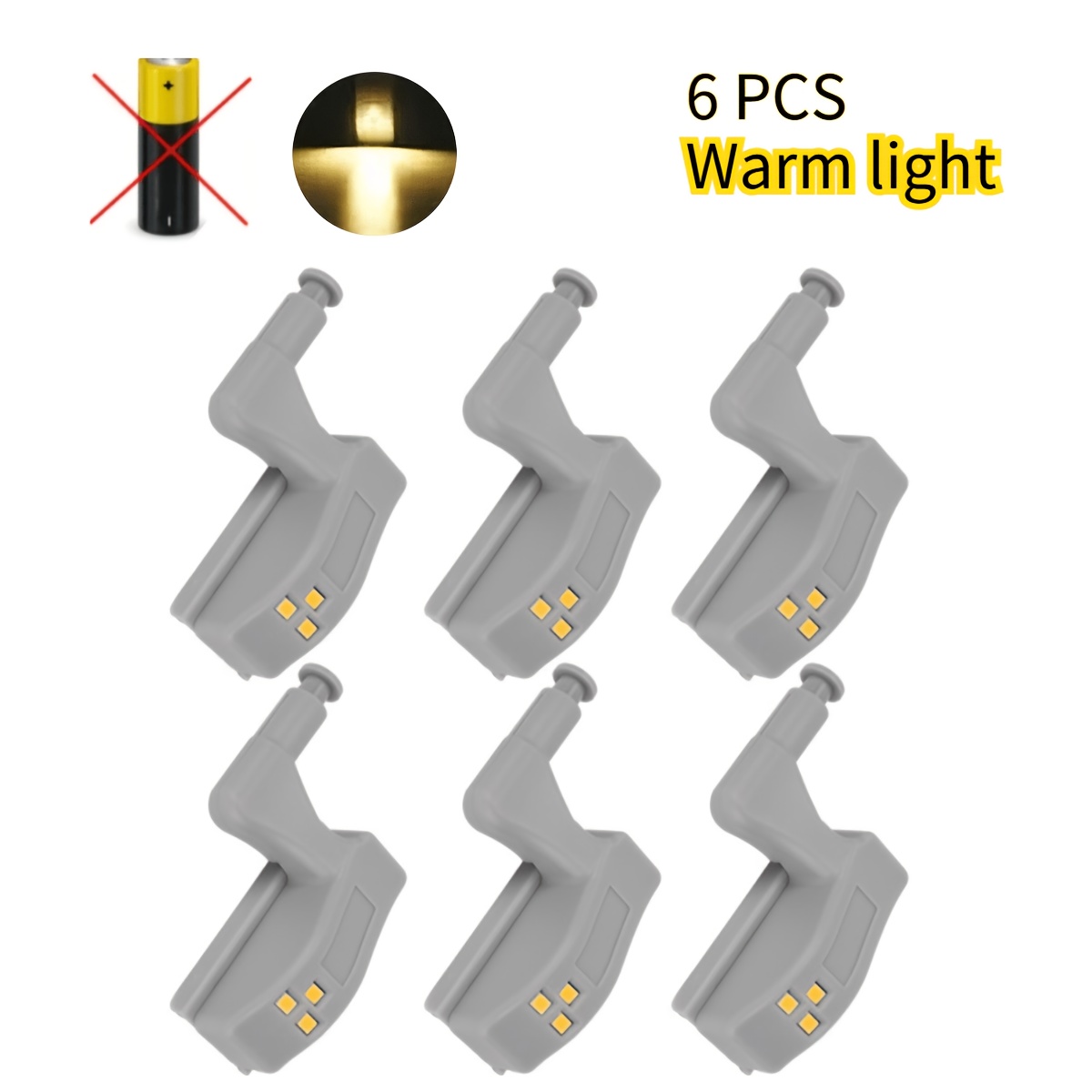 TEMU Hotu Auto Led Hinge Light, Battery-operated Cabinet Door Sensor Lamp, Universal Fit For Wardrobe, Cupboard, Kitchen And Closet, Easy To Source
