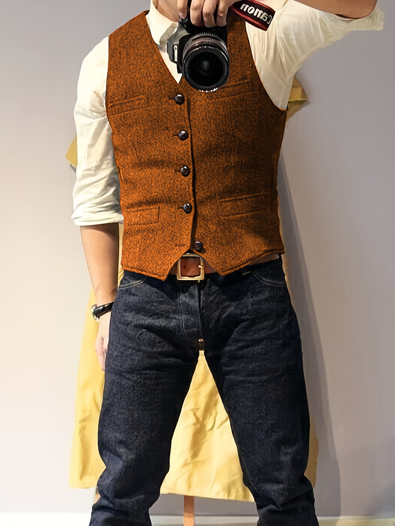 gilet en tweed à motif chevrons vintage hommes style cowboy Temu