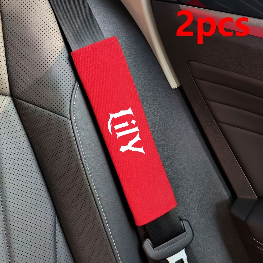 TEMU 2pcs Embroidered Custom Car Seat Belt Shoulder Pads, Universal Interior Additions For All Models, Men And Women's Long-distance Driving ,