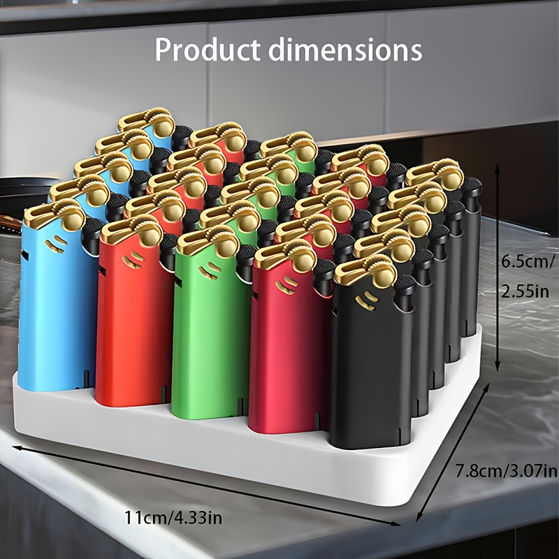 TEMU 25pcs Set Of Lighters, Butane Lighters, Exquisite And Portable, Metal Shell, And Inflatable, Adjustable Flame Size, Suitable For Precise Ignition, Wedding Candle Parties, Outdoor Camping