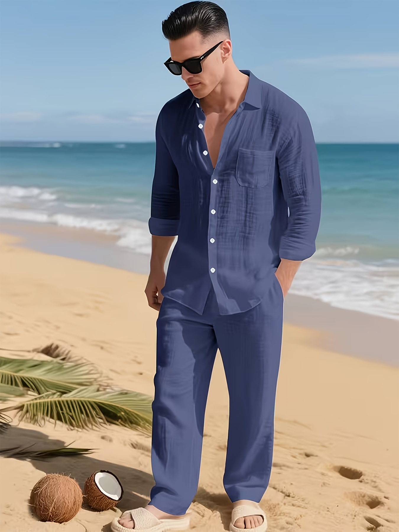 herren herbst set aus dunnem einfarbigem langarmshirt hose im europaischen amerikanischen stil hautfreundlich, pillingfrei