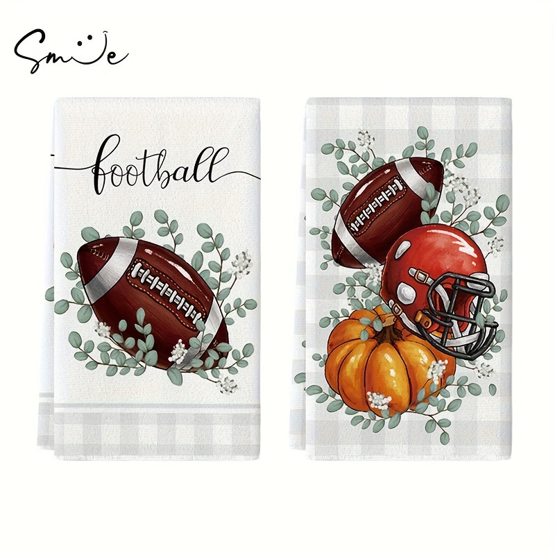 

Sm:) Pumpkin Eucalyptus Leaves Fall Kitchen Towels Dish Towels, 18x26 Inch Seasonal Decoration Hand Towels Set Of 2