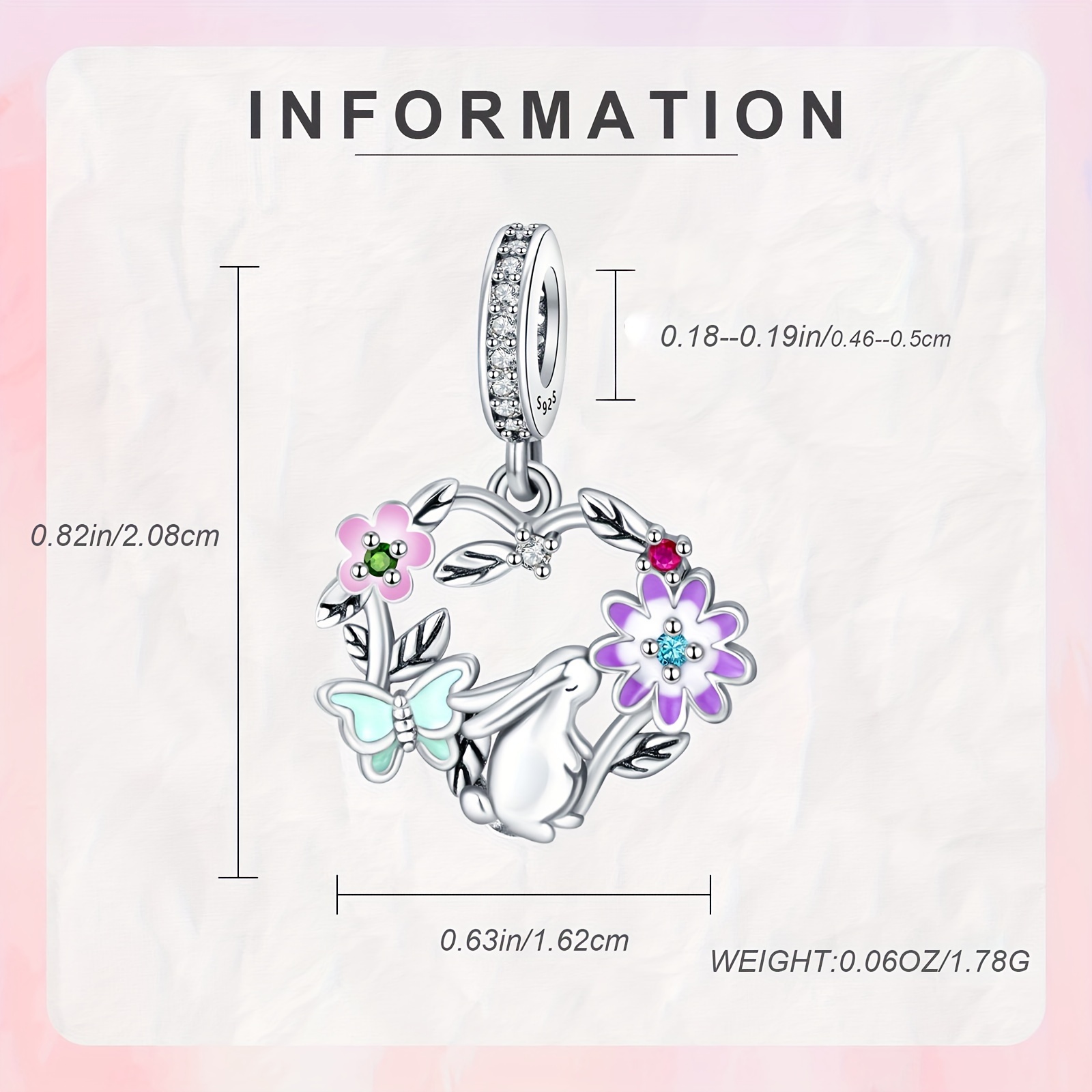 925 Sterling Silver Rabbit Enamel Charm for Moment Bracelet & Necklace
