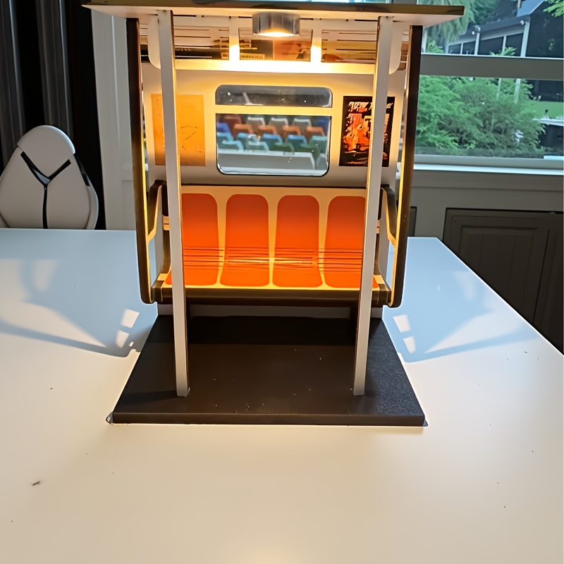 Wooden Subway Train Light Ornament, Requires Self-assembly, Subway Train Light Statue, Subway Train Light Decoration