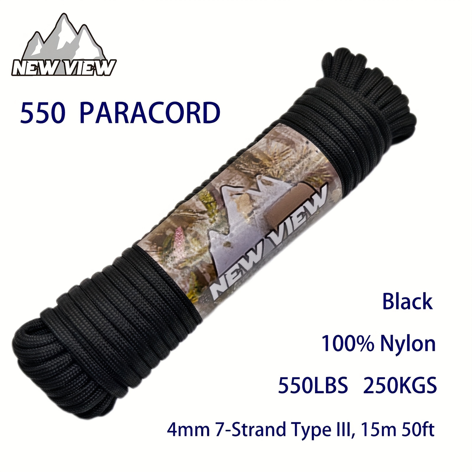 TEMU 249.48KG 4mm 7-strengs Touw 550LBS - 15M/50Ft Survival Touw, 100% Nylon, Touwen voor Kamperen, Noodkits, Huisdierriemen & Outdoor Gear, Camping