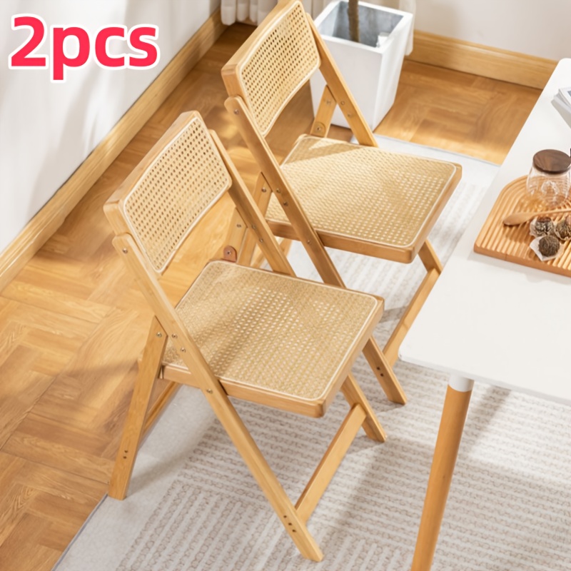 2 Sillas Plegables de Bambú Modernas - Estructura de Madera de Bambú Resistente, Sillas Portátiles y Ligeras Adecuadas para Uso en Interiores/Exteriores, Diseño Ahorrador de Espacio, Fácil de Plegar/Desplegar, No Requiere Montaje, Ideales para Hogar, Jardín, Oficina - Capacidad de Peso 149,69 KG