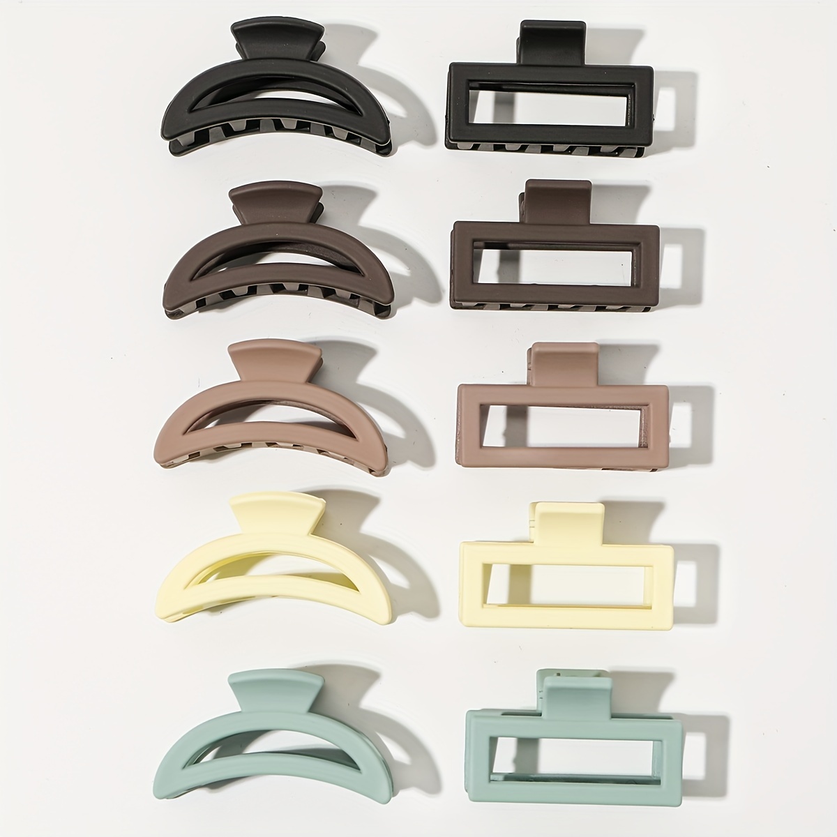 TEMU 10pcs Set Of Chic Frosted Hair Clips For Women - Cute & Sweet Geometric Rectangle Design, With Clips