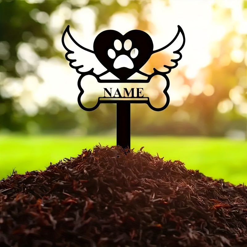 

Custom Metal 1pc Pet Memorial Tombstone, Garden Decorative Pile, Customization, Pet Memorial Pile, Commemorative Decoration