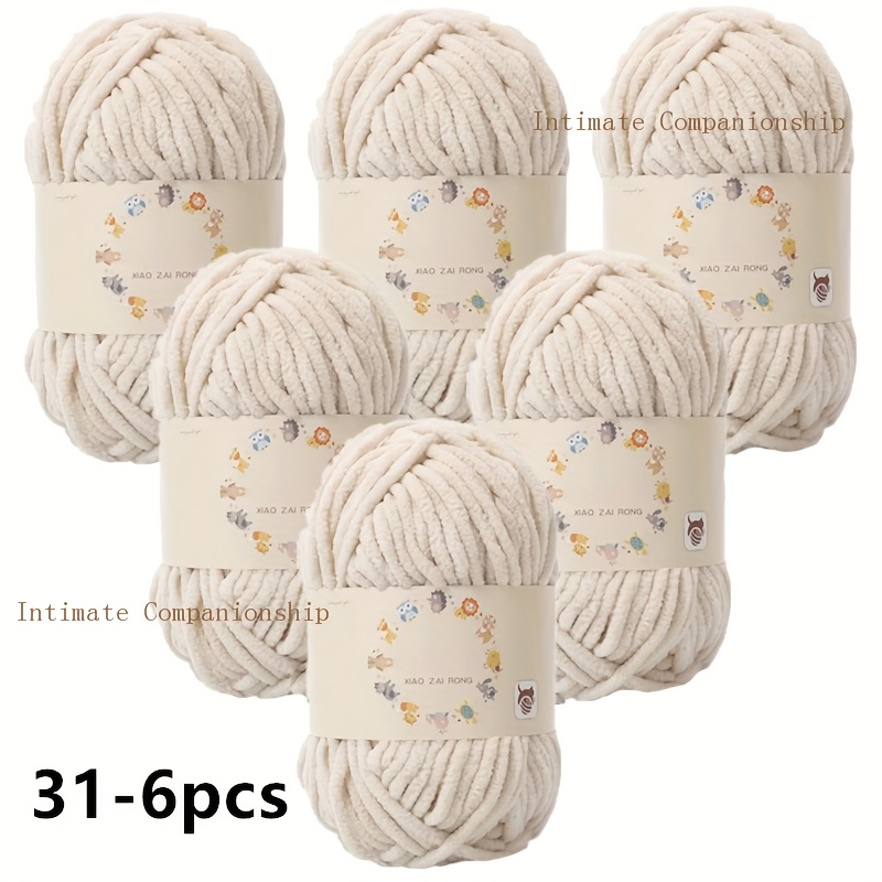 6pcs 300g/10.58oz 4mm Thick Chenille Yarn - Luxurious Soft 100% Polyester For Knitting & Crocheting Sweaters, Scarves, Blankets - 15 Vibrant Colors