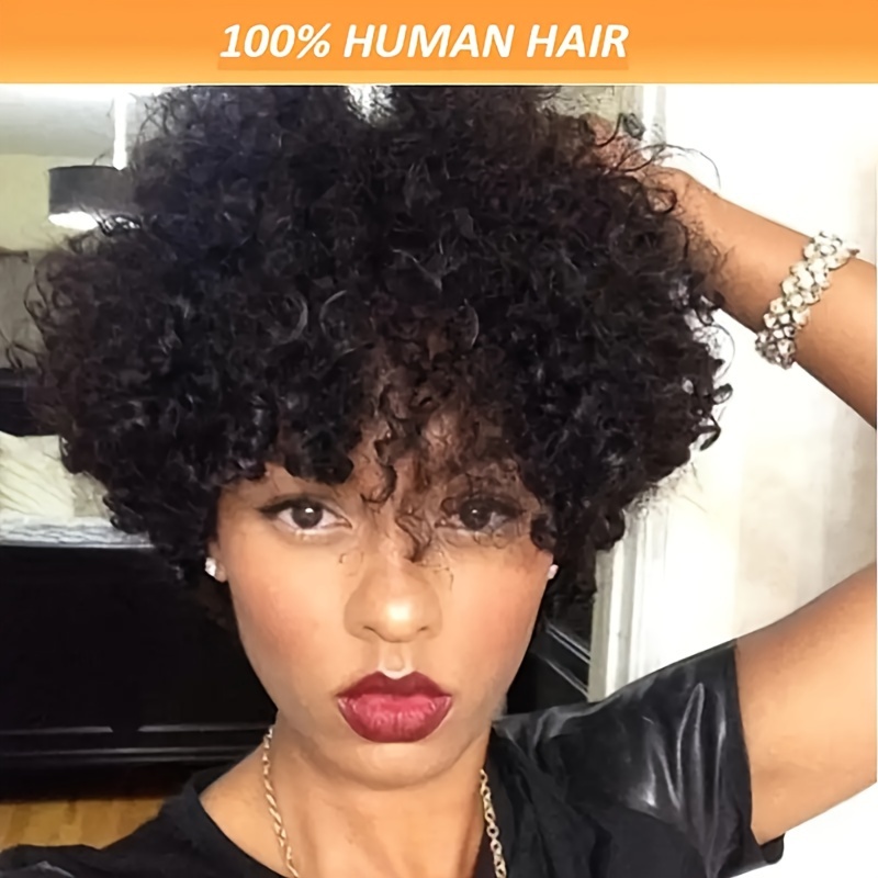 

Short Afro Wig Human Hair 13x4 Lace Frontal Wigs For Women Short Afro Curly Wave Brazilian Human Hair Wigs Afro Puff Wigs 180%