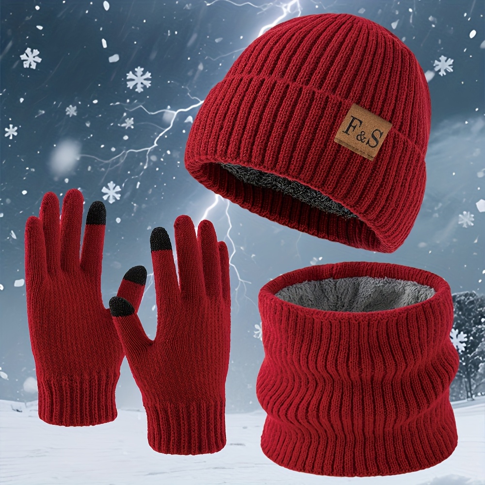 Lot de Trois Bonnets Tricotés Épais Doublés pour Jeunes - Automne et Hiver, Ensemble Mixte Unisexe, Bonnet Chaud Décontracté pour Extérieur, Bonnet de Ski Polyvalent et Tendance, Bonnet de Cyclisme, Bonnet de Crâne pour Temps Froid, Chapeaux de Saison,Bonnet élégant,Ajustement Extensible,Lavable en