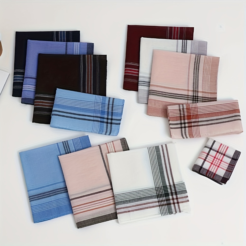item picture pack of 12 mens pure cotton handkerchiefs classic   design lightweight sporty style woven   hand washable   weddings outdoor activities and convenient to carry