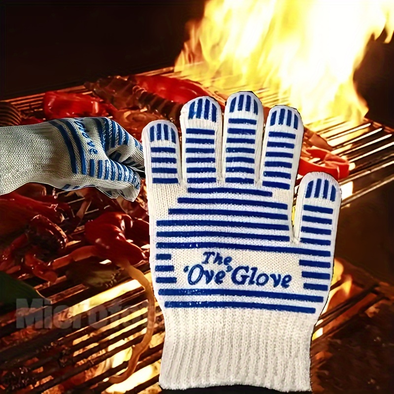 

1pair, Oven Gloves, Barbecue Gloves, Outdoor Cooking Heat Resistant Anti-scald Gloves, Double-sided Silicone Kitchen Oven Gloves, Bbq Baking Gloves, Baking Tools, Kitchen Stuff, Bbq Tools