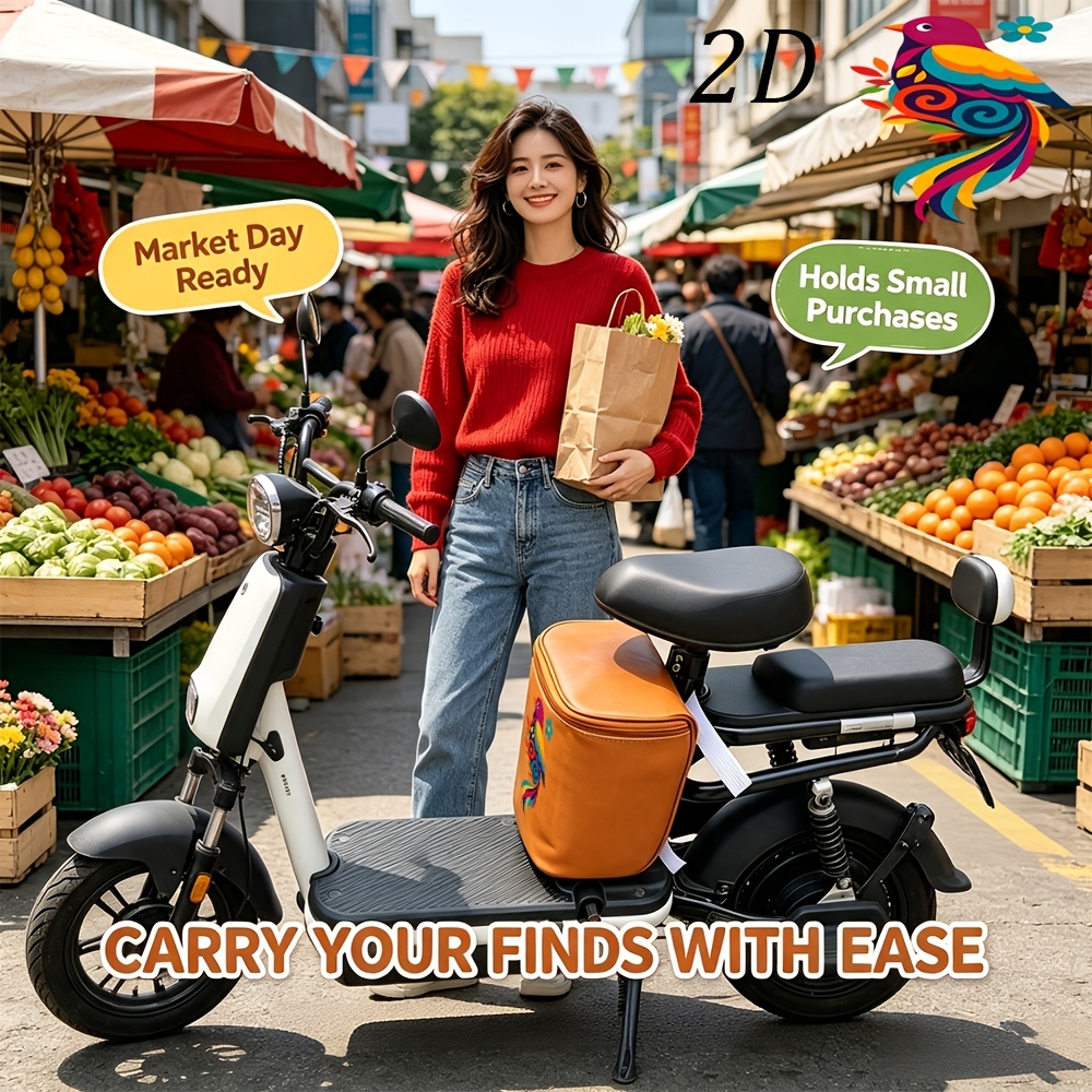 품목 사진 1개 전동 자전거 수납 가방, 기어 가방, 헬멧 가방, 자전거 및 스쿠터 핸들바 가방, 파우치, 핸들바 전면 가방, 다기능 수납 가방, 2d 프린트 패턴   깃털 새 몸체 장식 회전 패턴 (작은 꽃과 잎 포함)