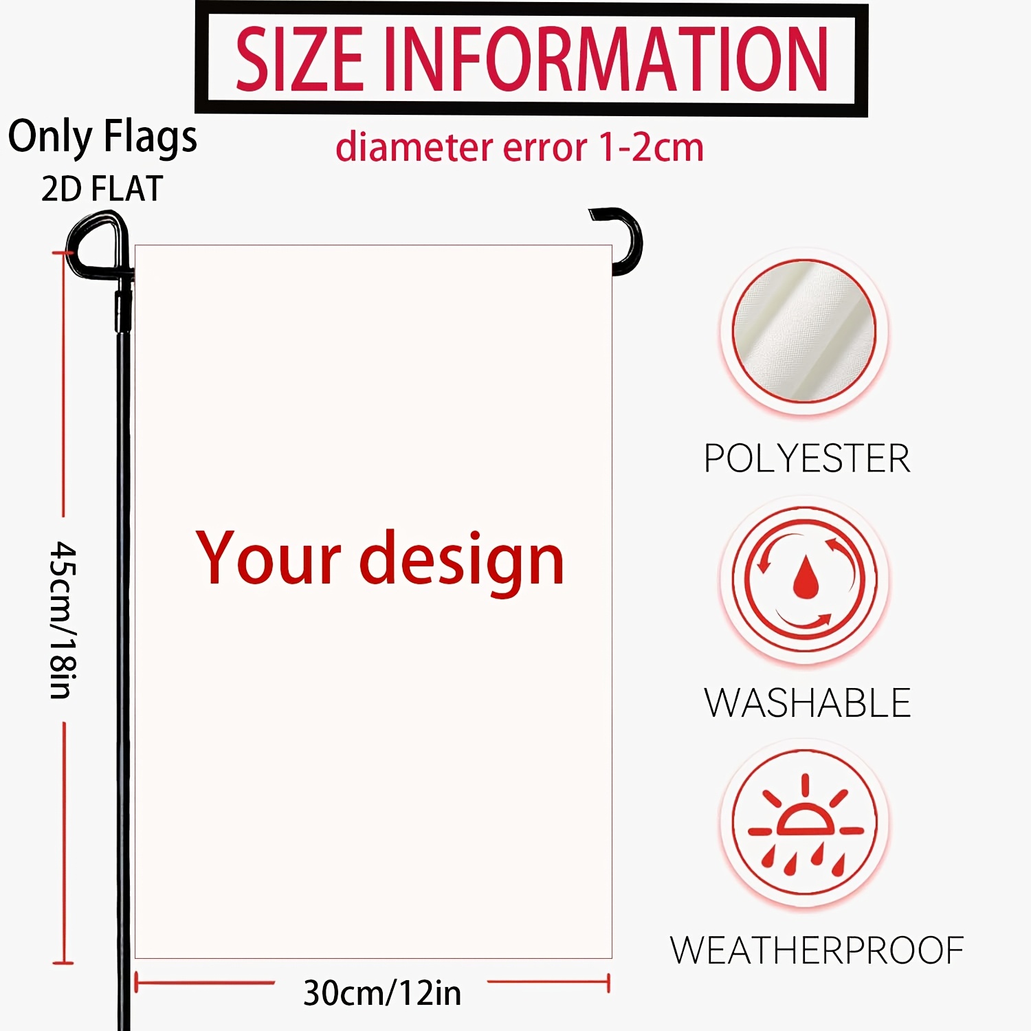 TEMU 2d Flat, 2d Flat 1pc Custom Garden Flag With Self- Pattern, Text, Photo, Or Logo - Outdoor Hanging Flag For Courtyards, Parties, And Holiday