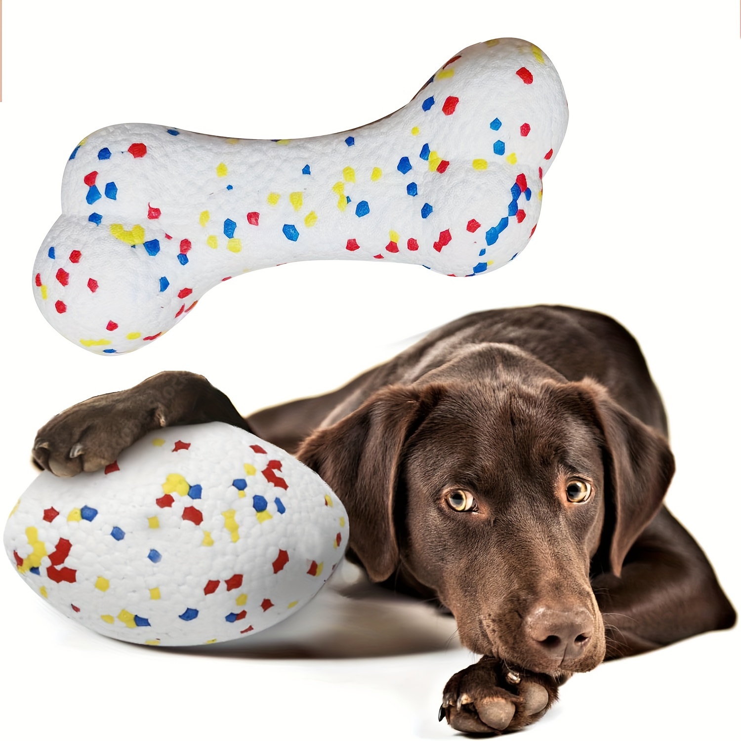 

Dog Chew Toys - Bone & Rugby Shapes For Small To Large Breeds, Thermoplastic Rubber, No Batteries Required