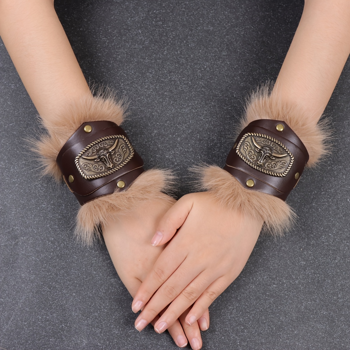 TEMU 1 Pair Wrist Guards Keland Medieval Viking Pu Bracers Wrist Cuffs Arm Guards Wristband Larp Hallween Cosplay Accessories
