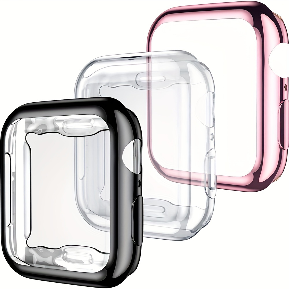 3pcs/set Men Women TPU Full Cover High Definition Ultra Thin Watch Case, Anti-drop Fashionable Casual Screen Protector Cover, For Apple Watch Case 38/40/41/42/44/45/46/49mm, For Apple Watch Series Ultra/SE/11/10/9/8/7/6/5/4/3/2/1, Intelligent Watch Case Accessories