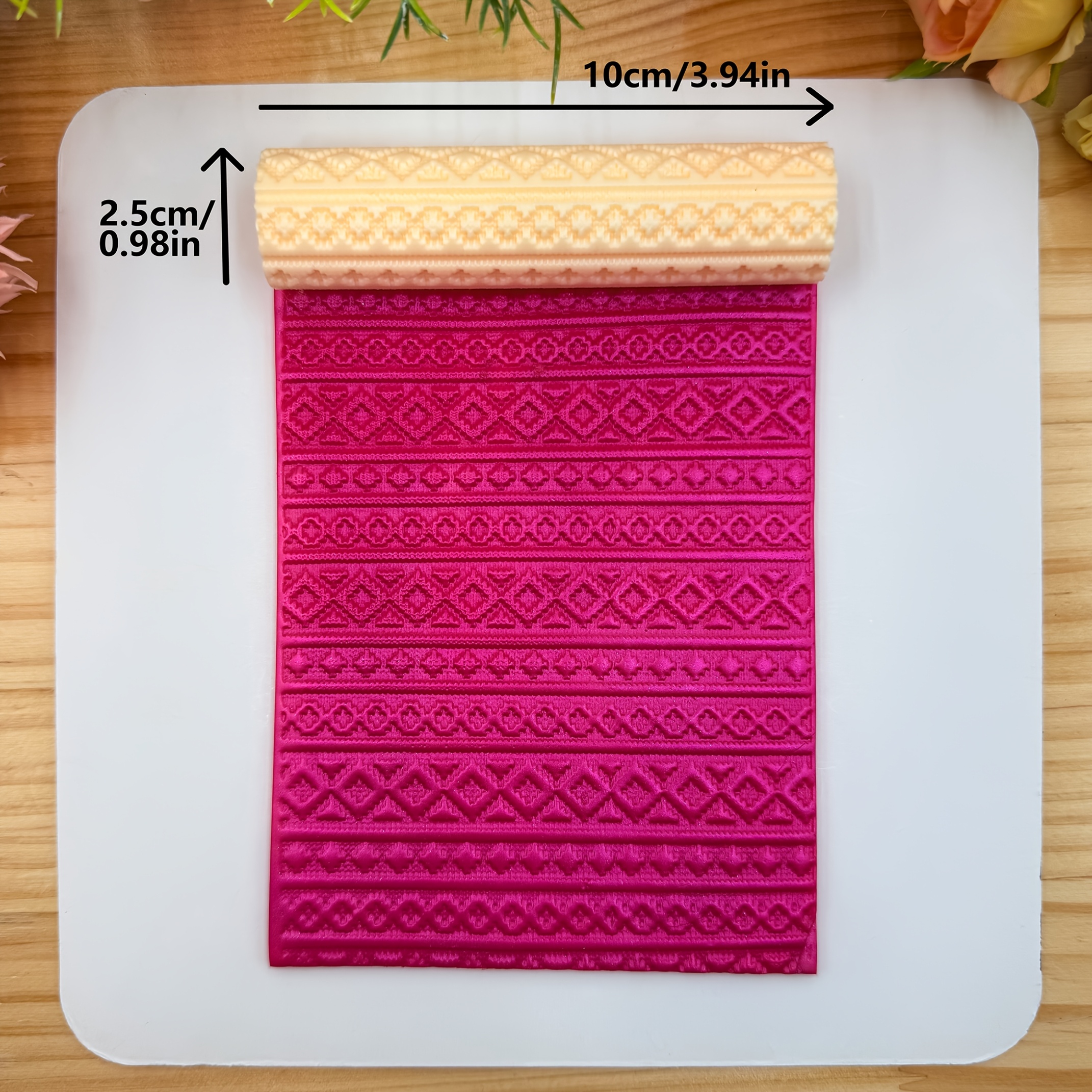 TEMU 1 rouleau à pâte à modeler texturé ethnique premium - Pâte polymère couture gravée en pour boucles d'oreilles de créateur et bijoux de luxe,