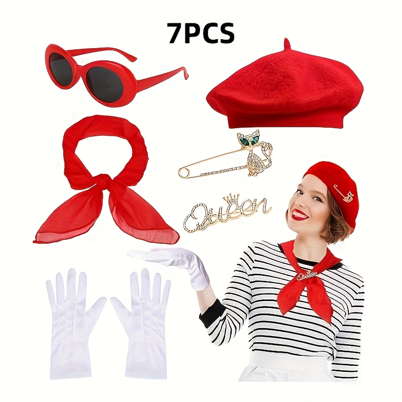 sweet french costume set women's fancy dress outfit beret in