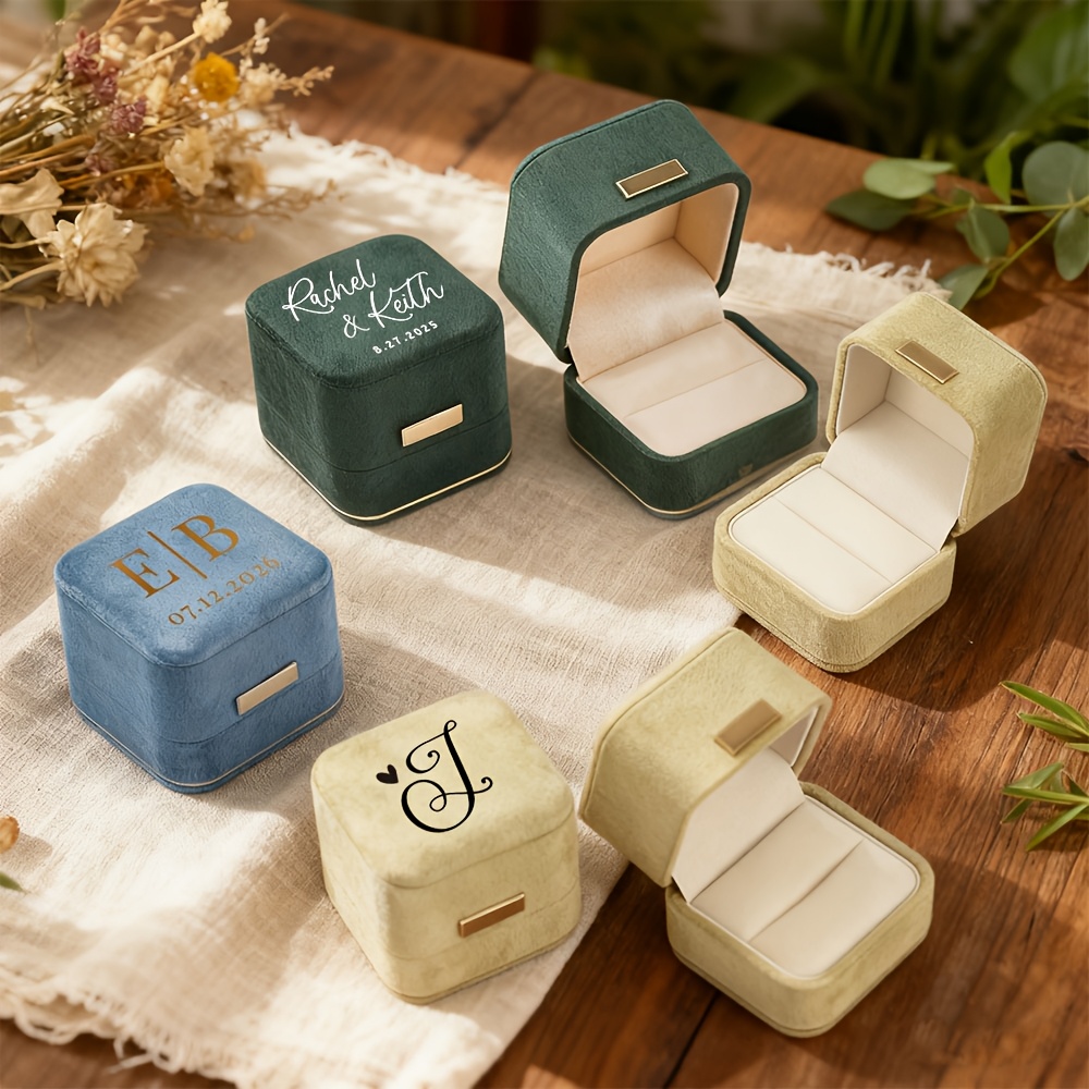Personalized Luxury Plush Velvet Ring Box