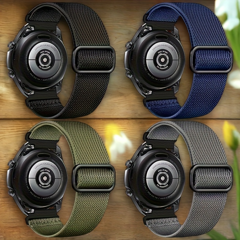 4pcs Adjustable Nylon Braided Sport Watch Strap Set, 20mm & 22mm Unisex, Compatible With Multiple Models