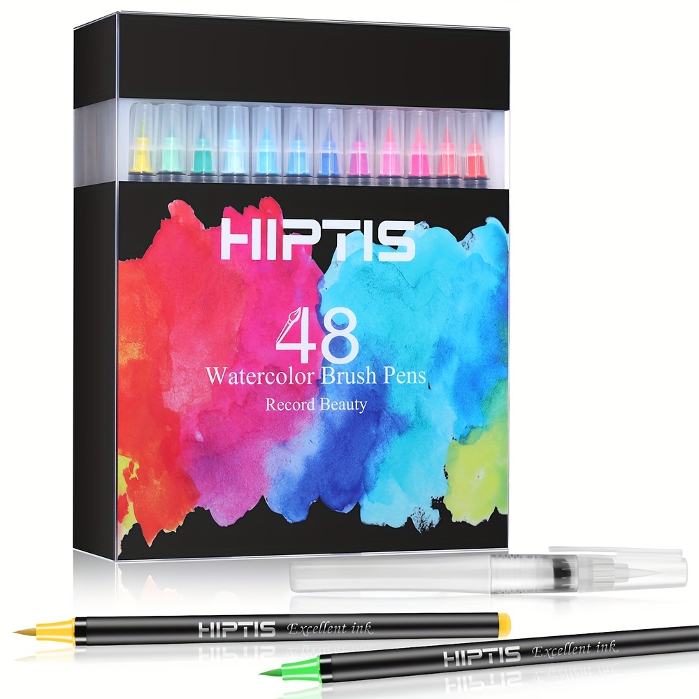 

48 Colors Watercolor Brush Pens - Color Tips Soft Brush Drawing Pens Watercolor Art Markers Set For Coloring