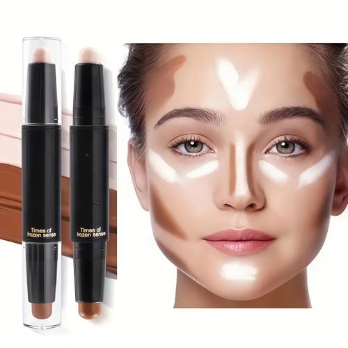 dual ended contour highlighter stick face shaping contouring dark options 2 in 1 sculpting contour stick highlighter concealer creamy texture easy to blend long lasting gentle non irritating