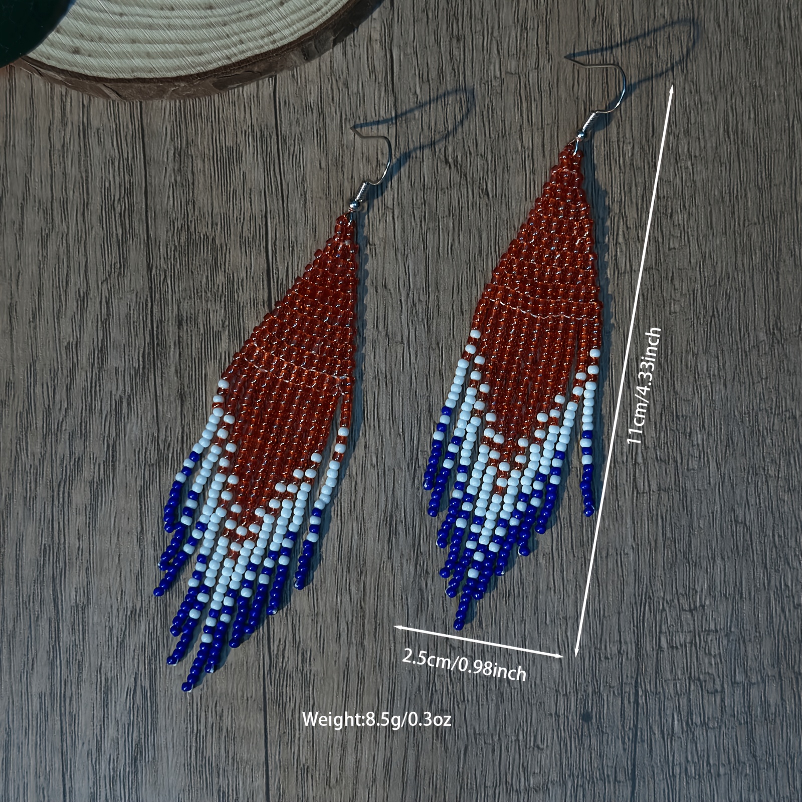Women's Geometric Design Color-Gradient Long-Tassel Earrings