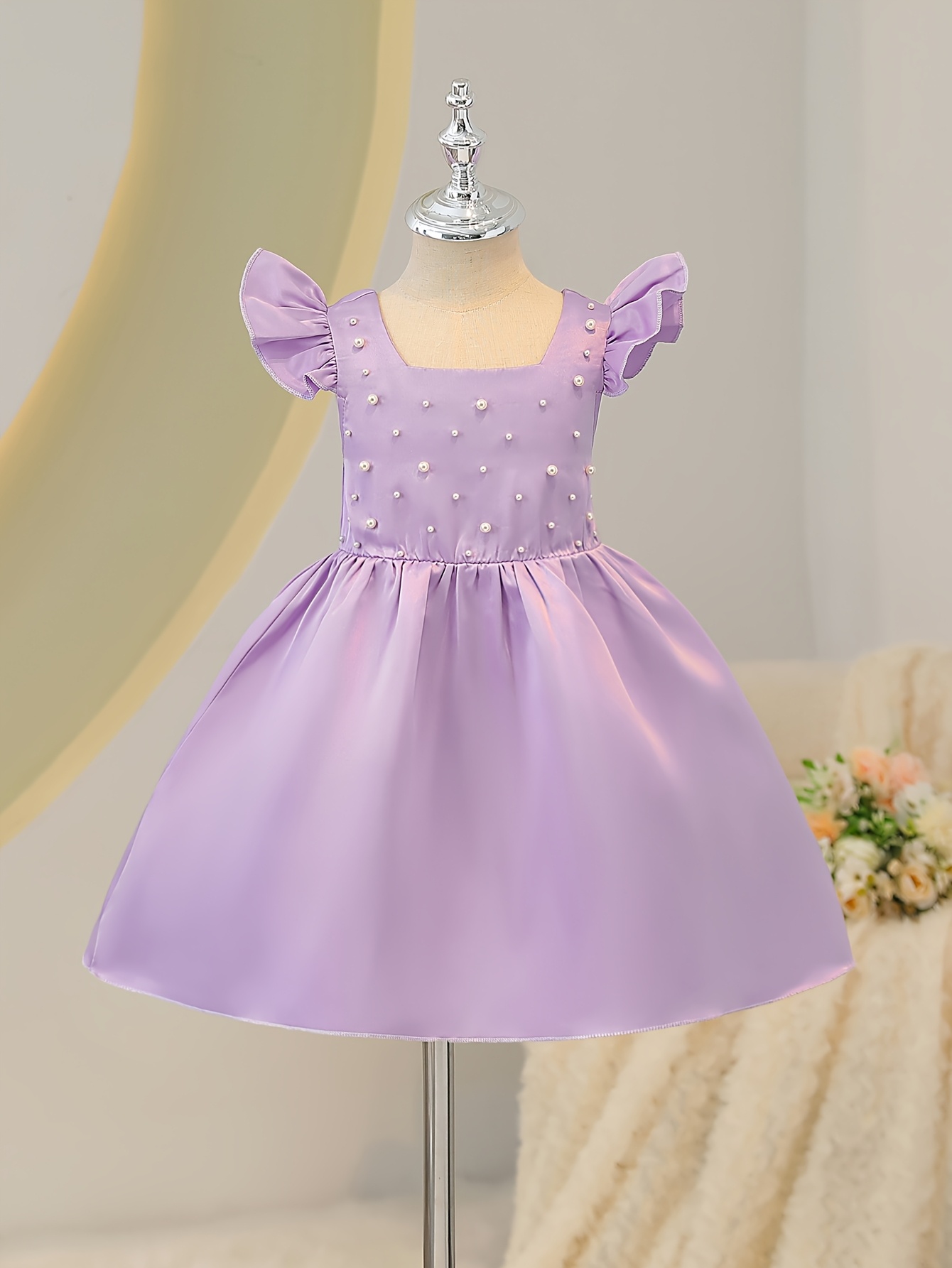 little girls cute casual purple dress three dimensional - Temu Bahrain
