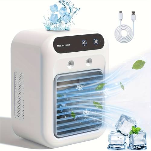 upgrade portable mini personal air cooler rechargeable 1800mah low voltage compact for dorm office use desk cooling lightweight design cooling durable build batteryoperated fan