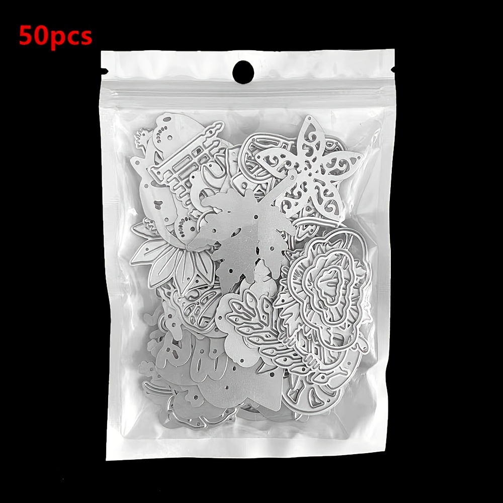 Image of Metal Cutting Dies Random 10/30/50pcs Per Pack Scrapbooking Embossing Stencil Paper Die Cut Template For Greeting Card, Junk Journal, Photo Album Handmade Crafts