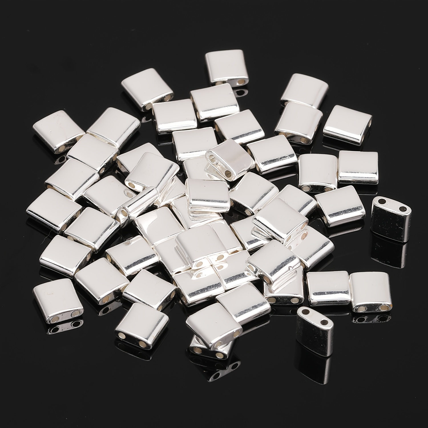 TEMU 2D Plat - 50pcs de Perles de Graines Naturelles en Hématite à Double Trou, Perles d'Espacement Plates et Libres, Idéales pour la Création de
