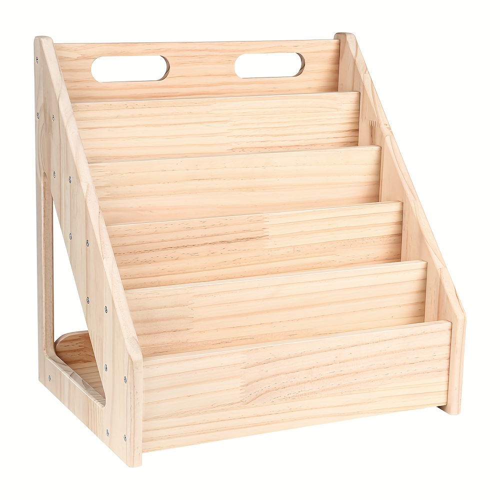 Image of Bookshelf, Five-layer Wooden Bookshelf, Polyester Canvas Book Bag, Can Books And Storage, Storage Rack, Height 42cm, Standing Shelf, Standing Shelf