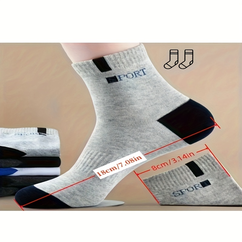 5 Pairs 10 Pairs Men'S Breathable Athletic Socks, Fashion Letter Print High Elasticity Outdoor Running Socks