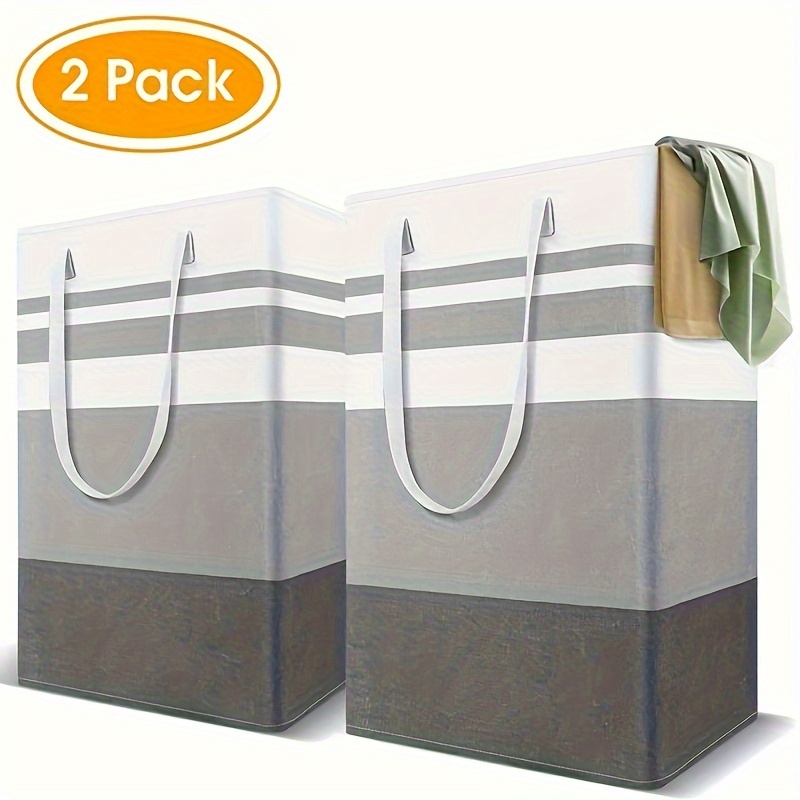 

2pcs 75l Modern Polyester Laundry Hampers - Waterproof, Freestanding & Collapsible With Handles - Neutral Design For In Bedroom, Bathroom, Dorms, Laundry Basket, Laundry Baskets