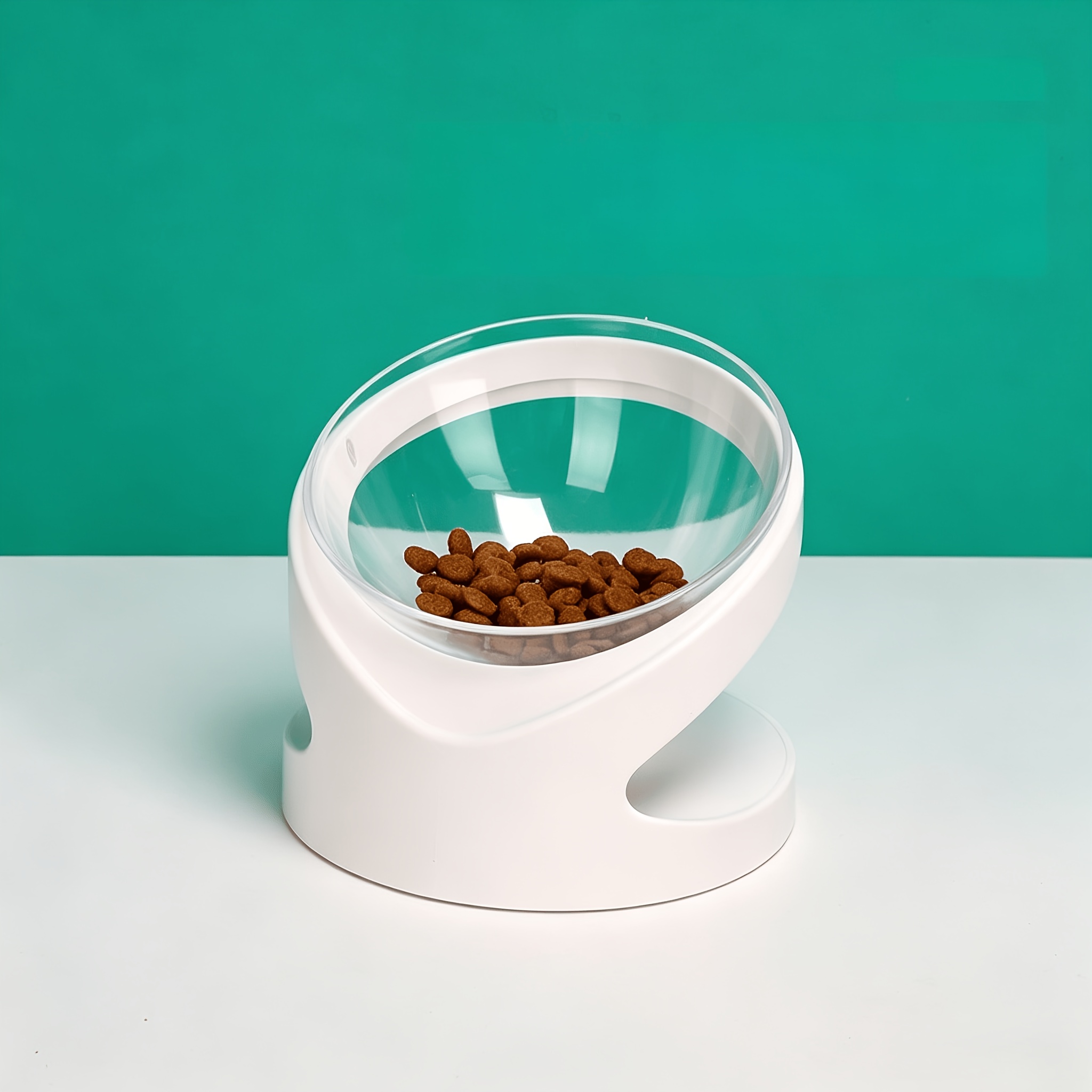 Tilted Neck-Protection Pet Bowl Set with Anti-Splash Bib